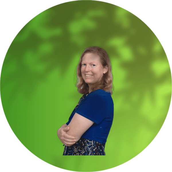 Picture of Helen Lovell-Wayne with a green background